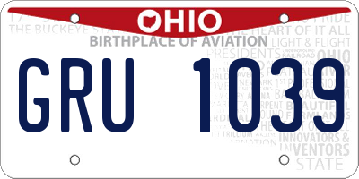 OH license plate GRU1039