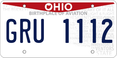 OH license plate GRU1112