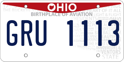 OH license plate GRU1113