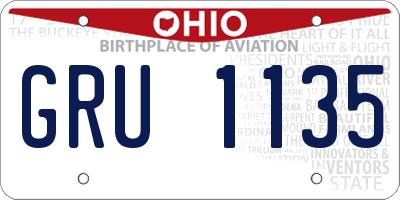 OH license plate GRU1135