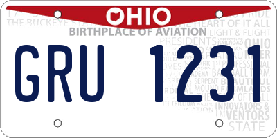 OH license plate GRU1231