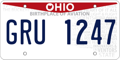 OH license plate GRU1247