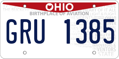 OH license plate GRU1385