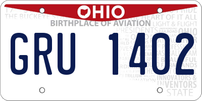 OH license plate GRU1402