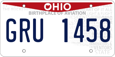 OH license plate GRU1458