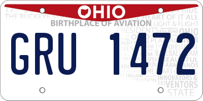 OH license plate GRU1472