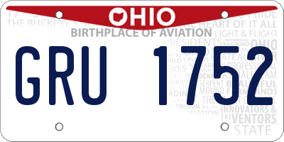 OH license plate GRU1752