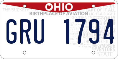 OH license plate GRU1794