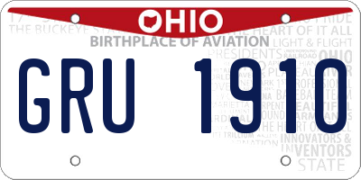 OH license plate GRU1910