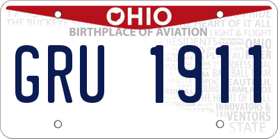 OH license plate GRU1911