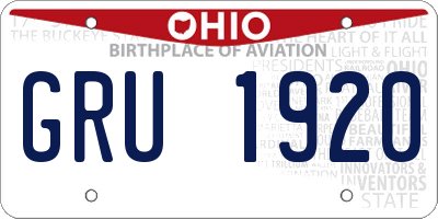 OH license plate GRU1920