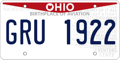 OH license plate GRU1922
