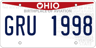 OH license plate GRU1998
