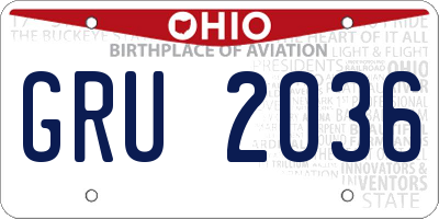 OH license plate GRU2036