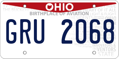 OH license plate GRU2068