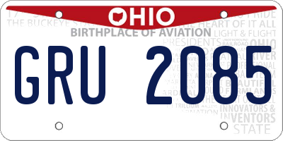 OH license plate GRU2085
