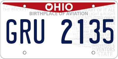OH license plate GRU2135