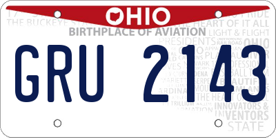 OH license plate GRU2143