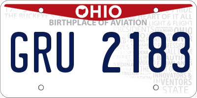 OH license plate GRU2183