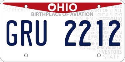 OH license plate GRU2212