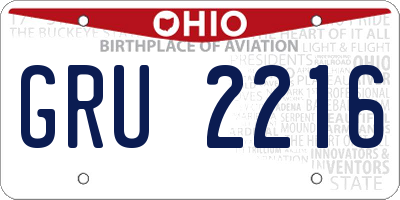 OH license plate GRU2216