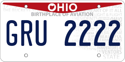 OH license plate GRU2222
