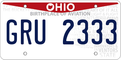 OH license plate GRU2333