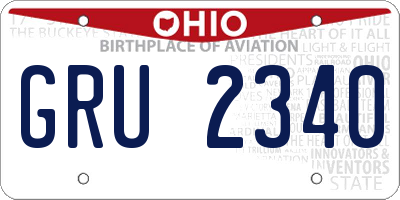 OH license plate GRU2340