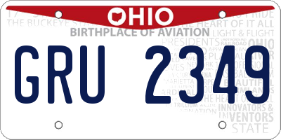 OH license plate GRU2349