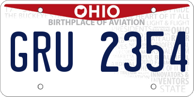 OH license plate GRU2354