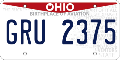 OH license plate GRU2375