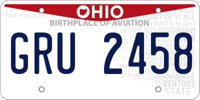 OH license plate GRU2458