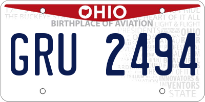 OH license plate GRU2494