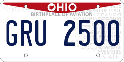 OH license plate GRU2500