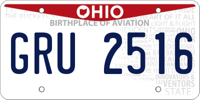 OH license plate GRU2516