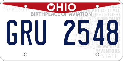 OH license plate GRU2548