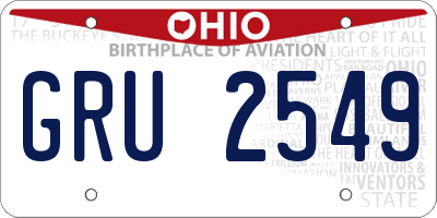 OH license plate GRU2549