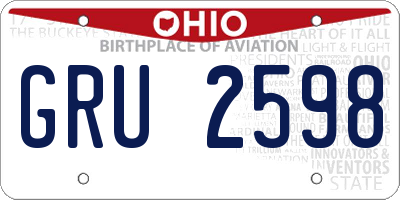 OH license plate GRU2598