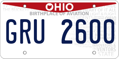 OH license plate GRU2600