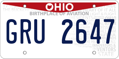 OH license plate GRU2647