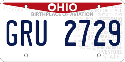OH license plate GRU2729