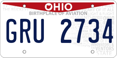 OH license plate GRU2734