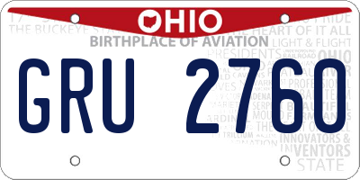 OH license plate GRU2760