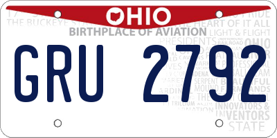 OH license plate GRU2792