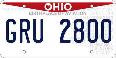 OH license plate GRU2800