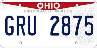 OH license plate GRU2875
