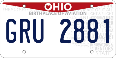 OH license plate GRU2881