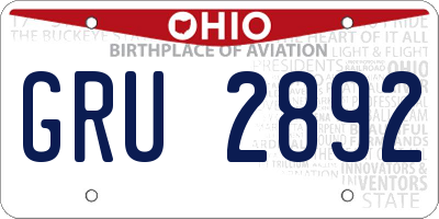 OH license plate GRU2892