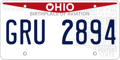 OH license plate GRU2894