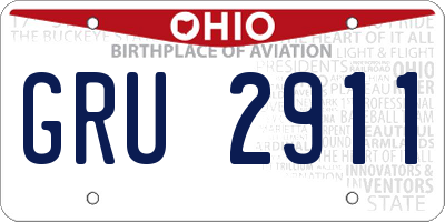 OH license plate GRU2911